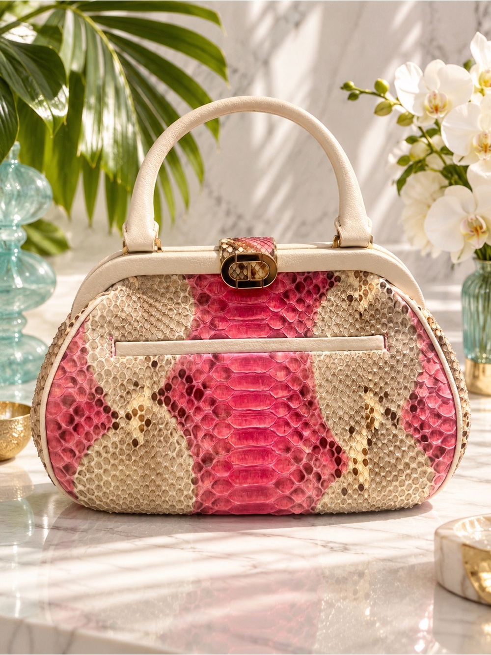Dee Ocleppo Genuine Python Satchel Handbag with Matching Coin Purse | RARE